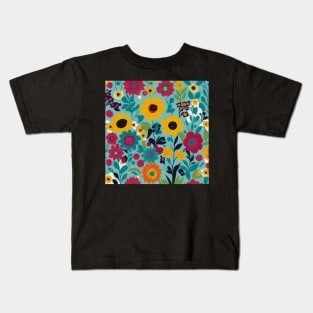 Whimsy Blooms Pattern Kids T-Shirt